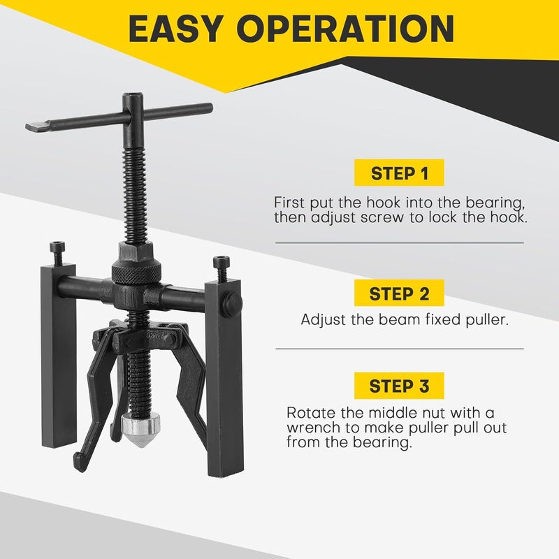 Acymner 3 Jaw Inner Bearing Puller Set | Blind Bearing Puller Set, Bushing Gear Extractor Wheel Bearing Puller Kit - Heavy Duty Pilot Gear Extractor for Motorcycle, Car, and SUV - Image 5